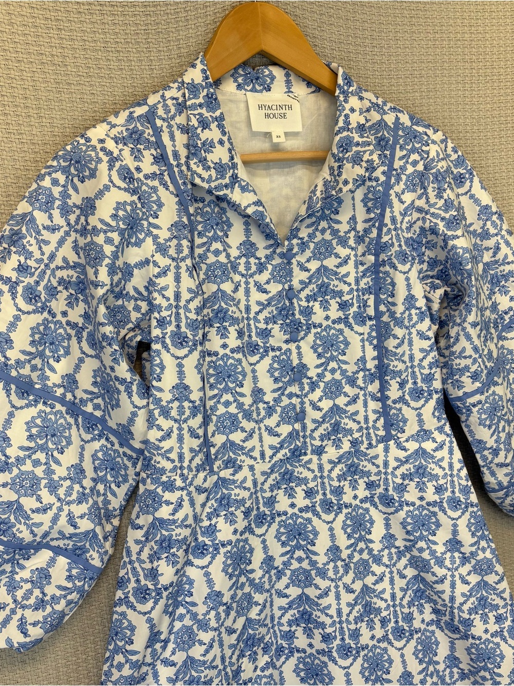 Tuckernuck Hyacinth House Baby Blue Floral Hillsborough Dress XS Cottagecore EUC - Picture 4 of 13